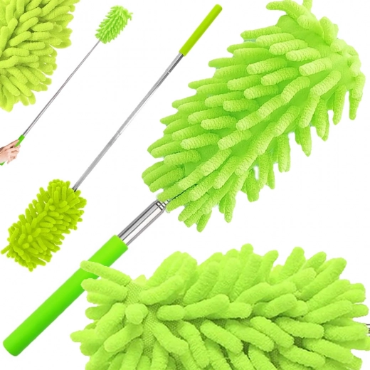 Telescopic microfiber duster, green