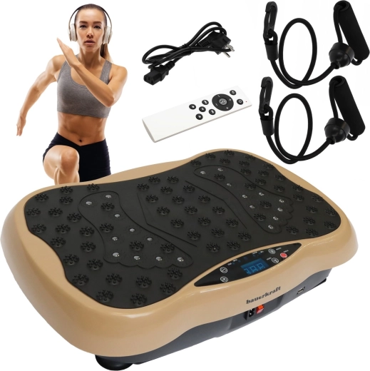 Bauerkraft vibrating training platform with remote control and Bluetooth speakers, beige