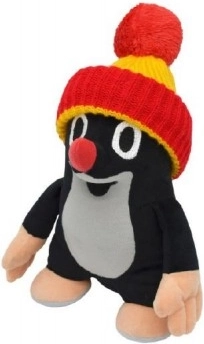 Pluchen Mol met rood-gele muts 24 cm