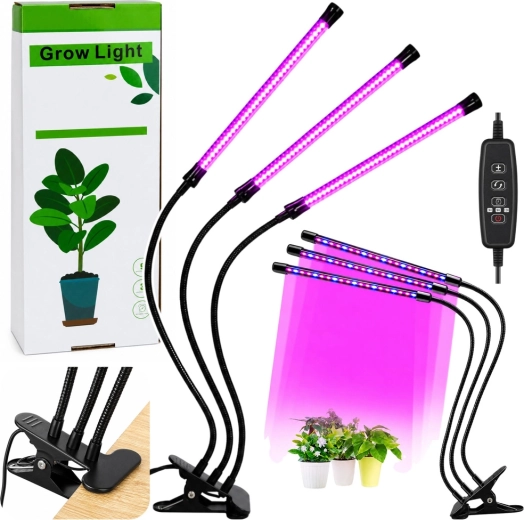 LED grow light for plants 30 W with 3 modules and clip