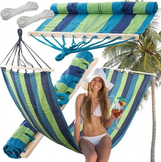 Amaca da giardino con barra in legno, a righe, 200 × 80 cm