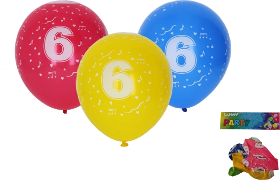 30 cm Balloons with Number 6 – set of 5 pcs