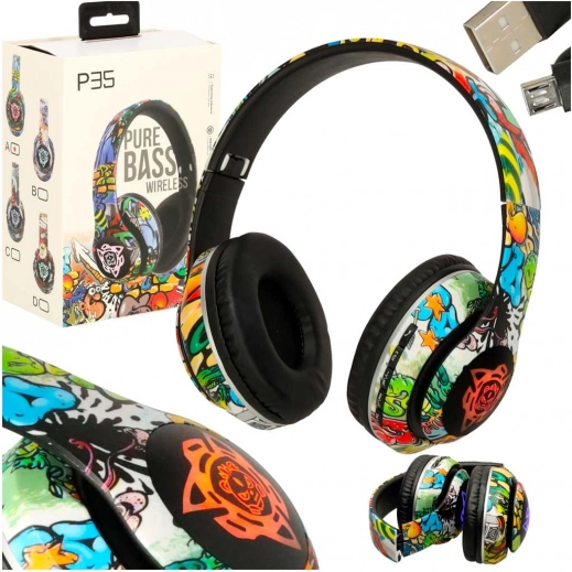 Bezprzewodowe słuchawki nauszne z Bluetooth i podświetleniem RGB