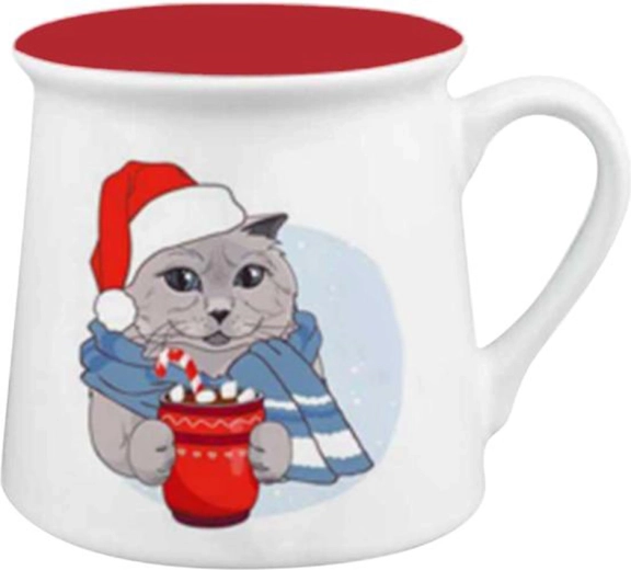 Christmas ceramic mug Toro with cat 290 ml
