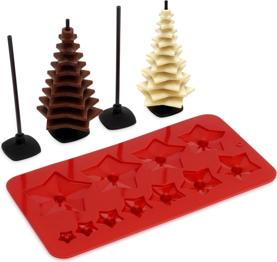 Silicone chocolate mold – Christmas tree, 9-piece set