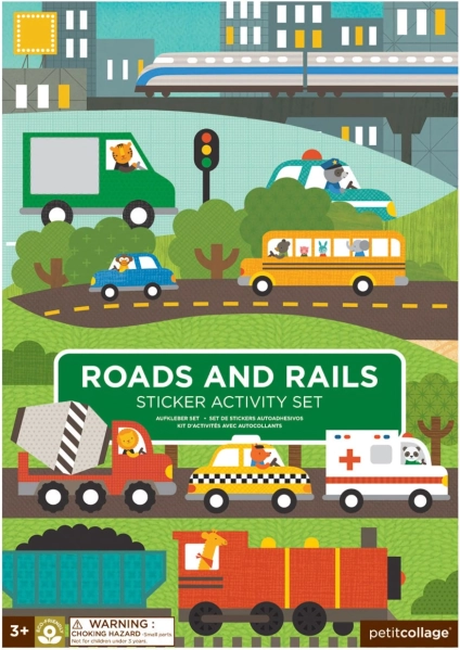 Reusable Stickers with Car and Machine Scene PETIT COLLAGE