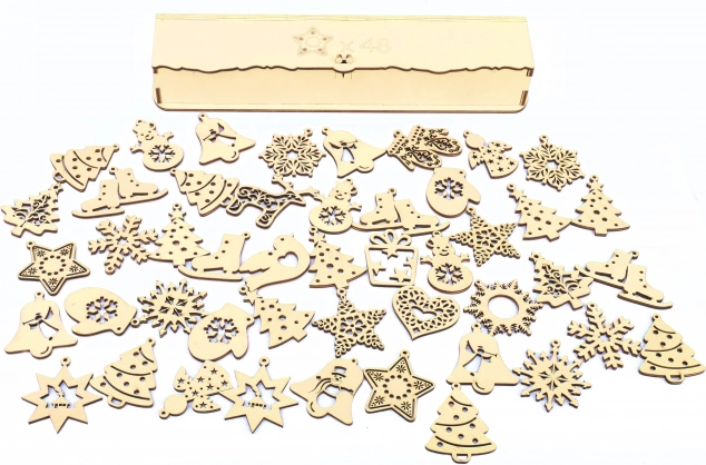 La magia del legno decorazioni natalizie in scatola 48 pz