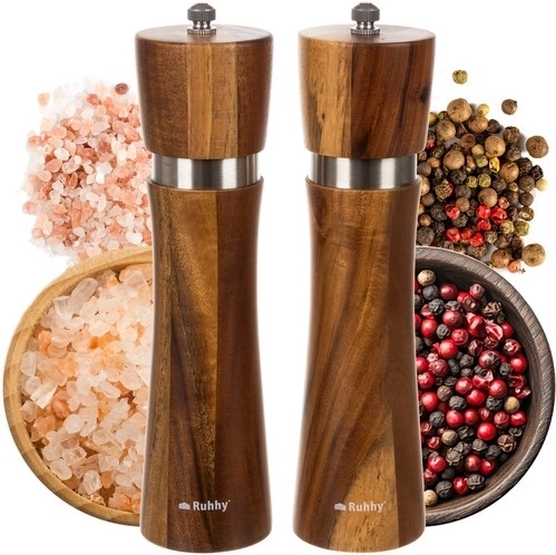Ruhhy Wooden Salt and Pepper Mills – Set of 2 Pieces