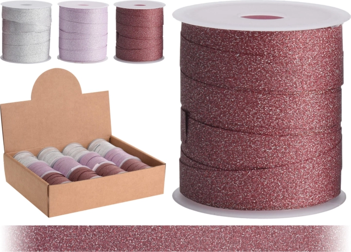 Sparkling tying ribbon 10 m × 1 cm – color mix
