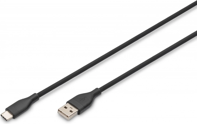 Silicone USB-A to USB-C Cable, USB 2.0 60W, 2m Black