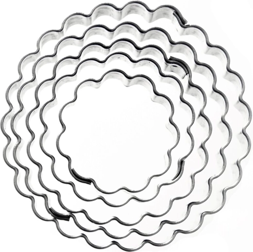 Emporte-pièces en inox ronds festonnés – lot de 5 pcs