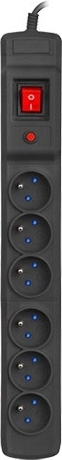 Surge-protected extension strip Multi M6 5 m black - 1 piece