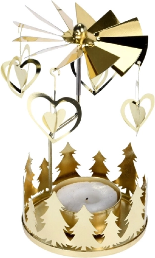 Rotating gold candle carousel – angel tea light carousel