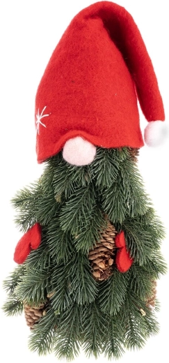 Kerstgnome van kunststof met takjesmotief, rood, 38 cm