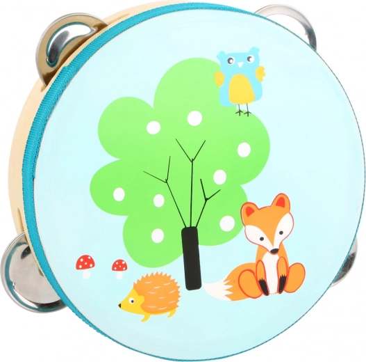 Wooden tambourine with little fox