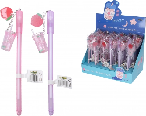 Gel Pen with Drink-Shaped Keychain