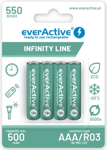 Batterie ricaricabili AAA R03 550 mAh – pronte all’uso Infinity Line (4 pz)