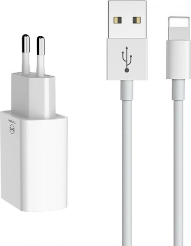 Dual USB charger with 1 m Lightning cable MCDODO (EU) – white