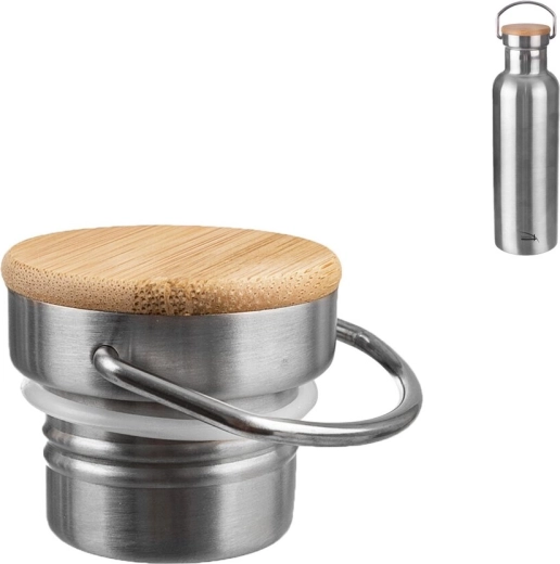Tappo di ricambio per borraccia termica in acciaio inox con coperchio in bambù