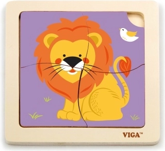 Wooden lion puzzle, 4 pieces