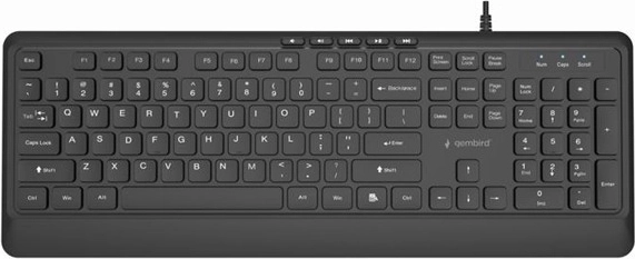 Gembird slim žičana multimedijska tipkovnica USB, crna (US raspored)