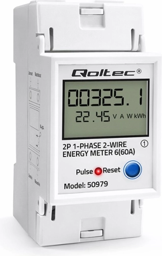 Contatore monofase su guida DIN con LCD, indicatore LED e funzione RESET 230 V 60 A