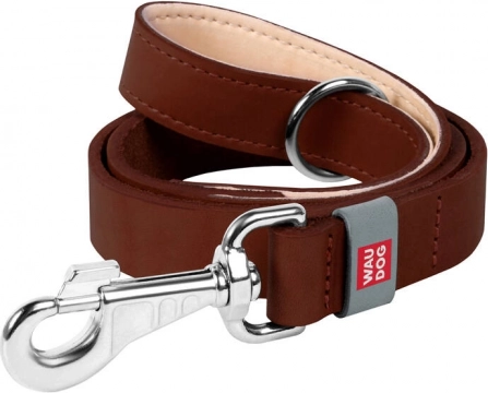 Leather Dog Leash WAUDOG 14 mm, 122 cm, brown
