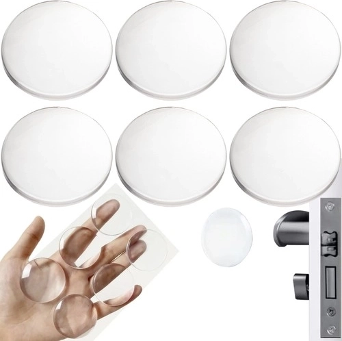 Self-adhesive wall bumpers RUHHY – transparent protection against handle and door impacts (6 pcs)