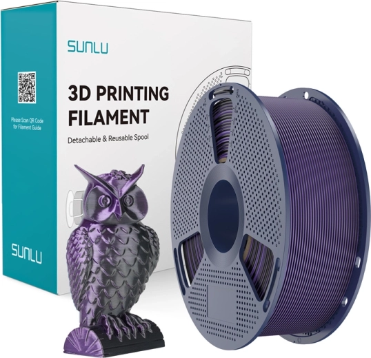 Filamento Sunlu PLA+ Silk bicolore nero e viola