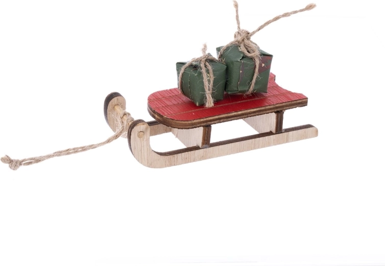 Dekorative træslede beige-rød 11 cm