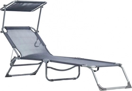 Lettino da giardino regolabile con parasole, grigio MultiGarden