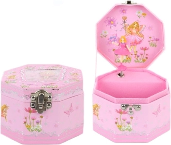 Pink musical jewelry box with ballerina and mirror