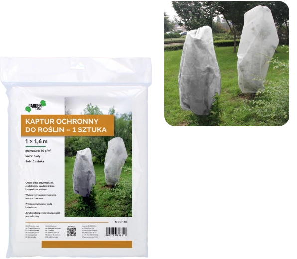 Zaščitni zimski pokrov iz agrotekstilija 1 × 1,6 m, bel, 50 g/m²