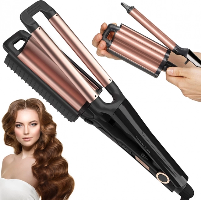 2-in-1 wave curling iron with adjustable temperature