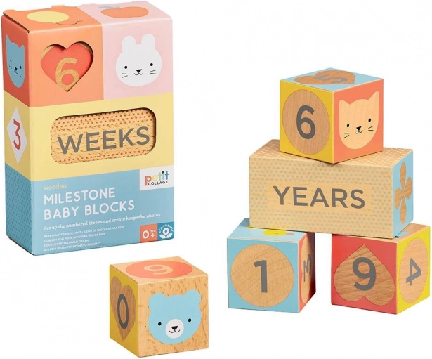 Petit Collage milestone blocks made from FSC wood