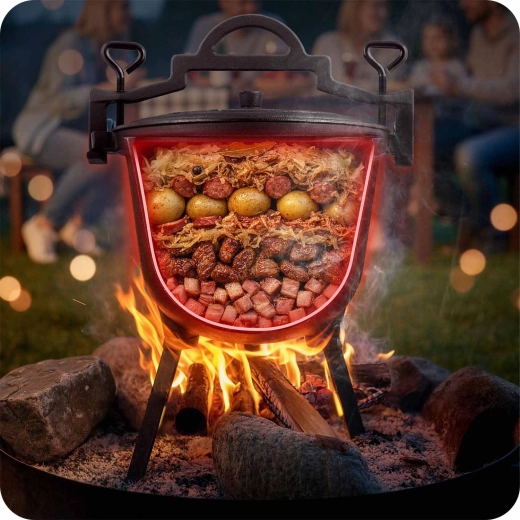 Cottura stabile sul fuoco con treppiede