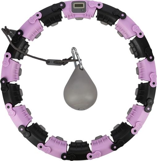Smart massage hula hoop with weight and counter, purple‑black