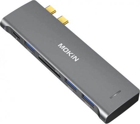 HUB USB-C 6 in 2 per MacBook MOKIN (argento)