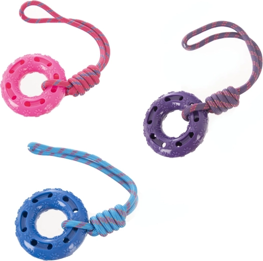 Giocattolo per cane in plastica resistente e corda 51 cm (3 varianti)