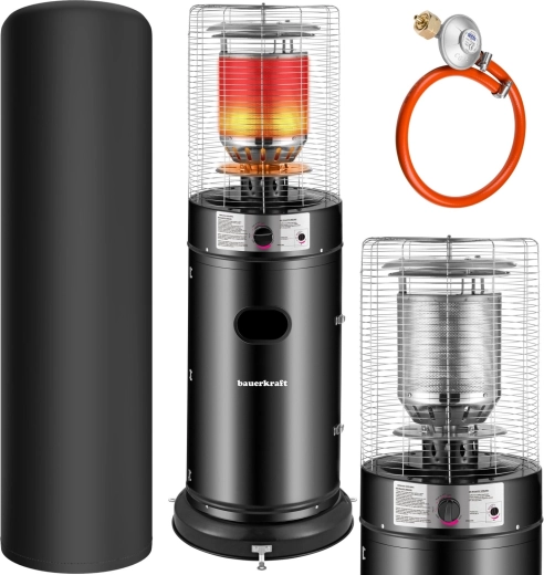 Plinski terasni grijač 11 kW sa staklenim pokrovom, regulatorom, crijevom i navlakom