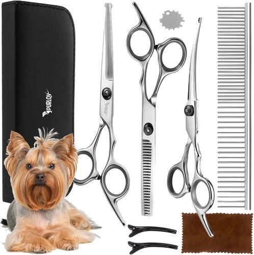 Purlov Dog Grooming Scissor Set in Case