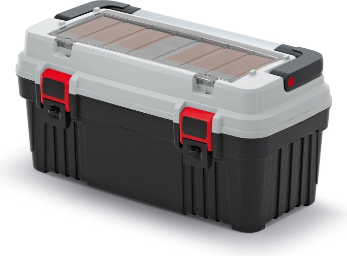 Valigetta per attrezzi con maniglia in metallo Optima, grigia, 540 × 278 × 269 mm