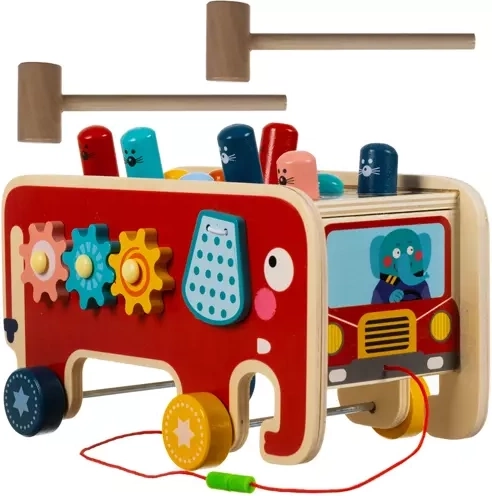 Wooden elephant for children with hammers