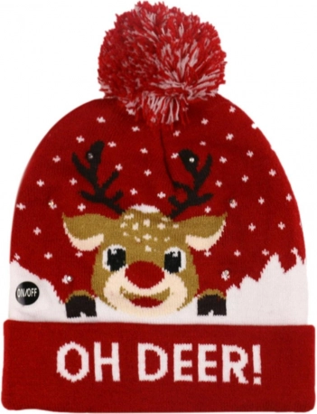 Christmas LED Hat with Reindeer Design