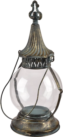 Bougeoir en verre et métal doré 42 cm