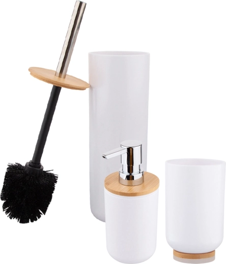 Set coordinato di accessori per lavabo e toilette