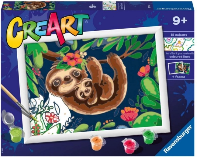 RAVENSBURGER CreArt Paint-by-Numbers – Sloths 24 × 18 cm