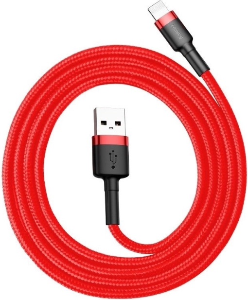 Baseus USB‑Lightning Charging and Data Cable, 0.5 m, 2.4 A, Red