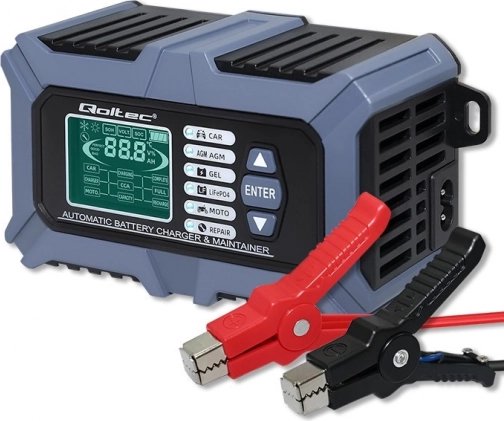 Intelligent 12 V 6 A battery charger and tester with LCD and repair function for AGM, GEL and LiFePO4