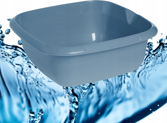 Square plastic bowl with pouring spout 8 L Nordic Blue 34 × 34 cm